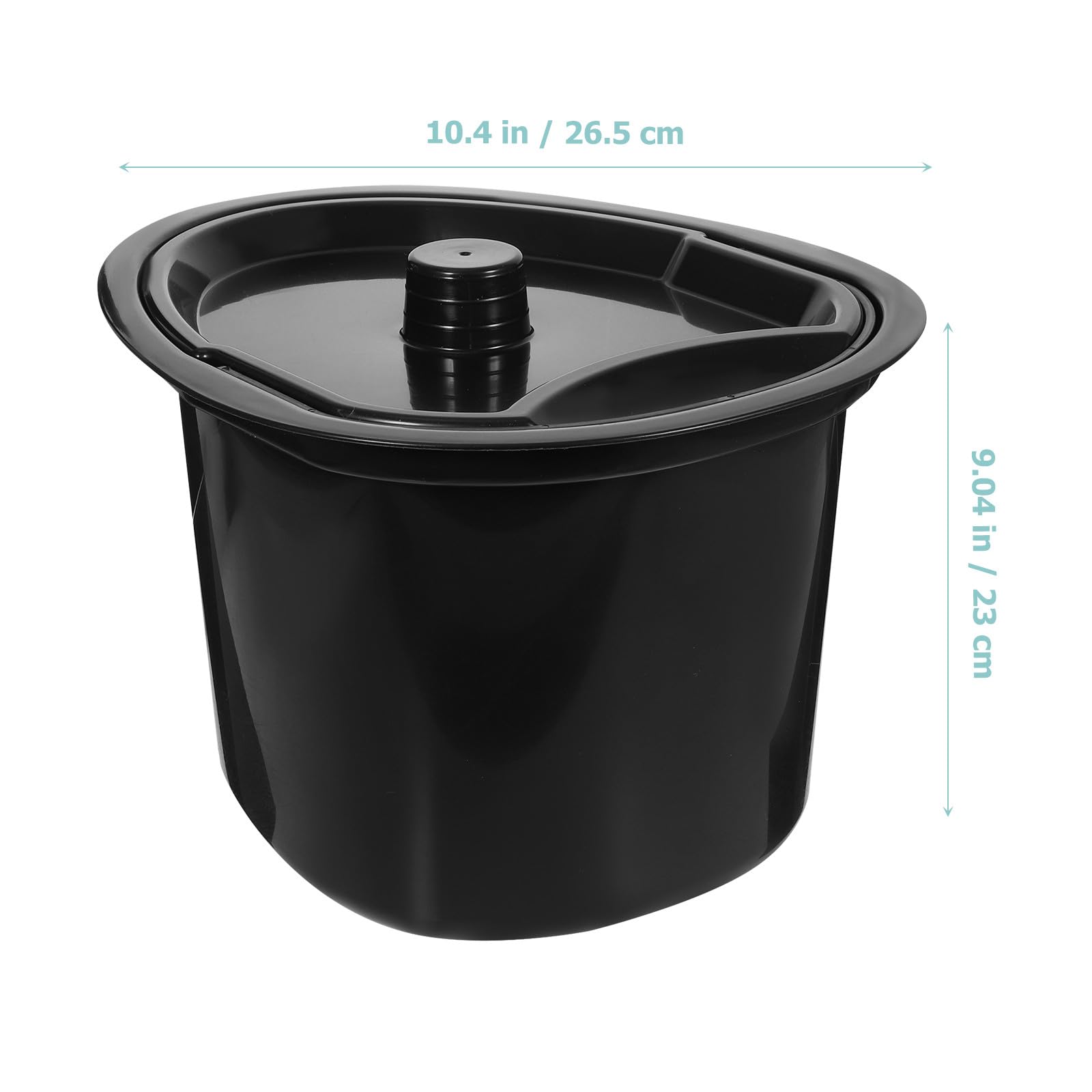 Pot de Chambre Adulte Noir 5l en Plastique avec Couvercle, Facile à Transporter, Design Ergonomique pour Patients et Personnes Handicapées