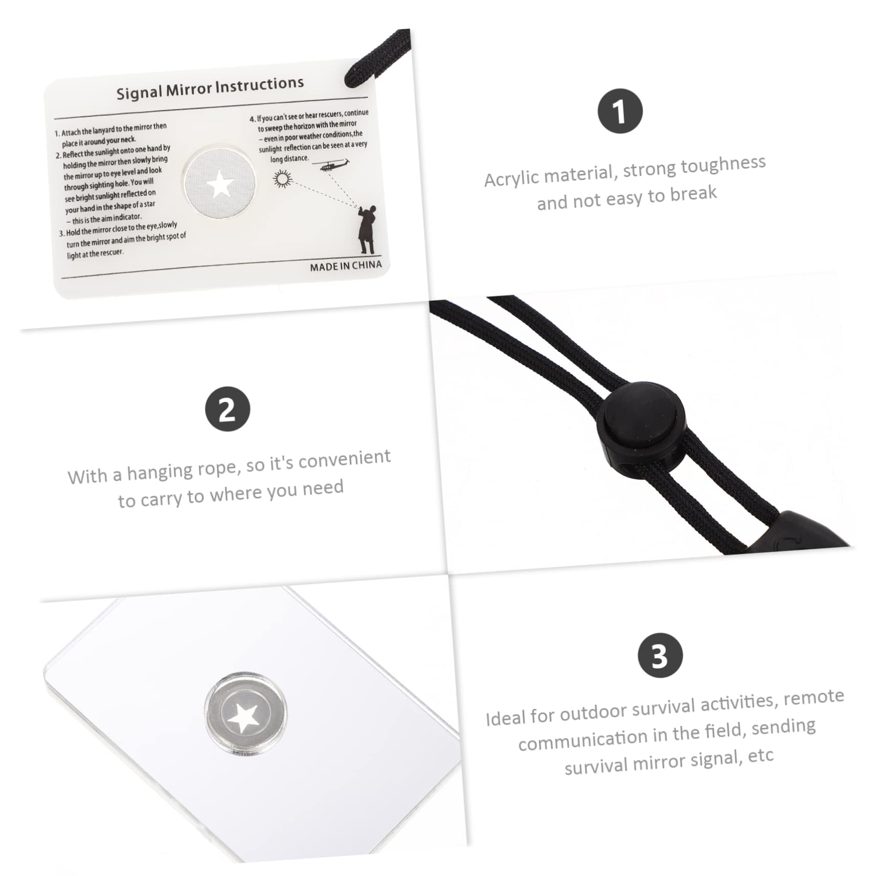 BESTonZON Miroir de Signalisation pour Urgences Plein Air Accessoire de Camping Survie