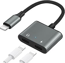 iPhone Earphone Charging, 2-in-1 Conversion Adapter, Rapid Charging, Simultaneous Dual Prong Connection Cable for iPhone, Earphone Conversion Cable, Call Capable, Remote Control, Music