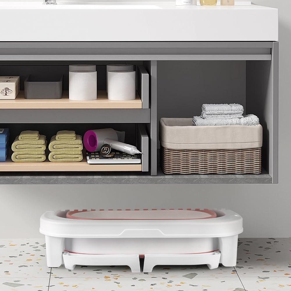 Approfondimento della vasca da bagno pieghevole con sgabello, portatile Baby Bathtub come articolo essenziale per neonati e neonati, per 0-24 mesi