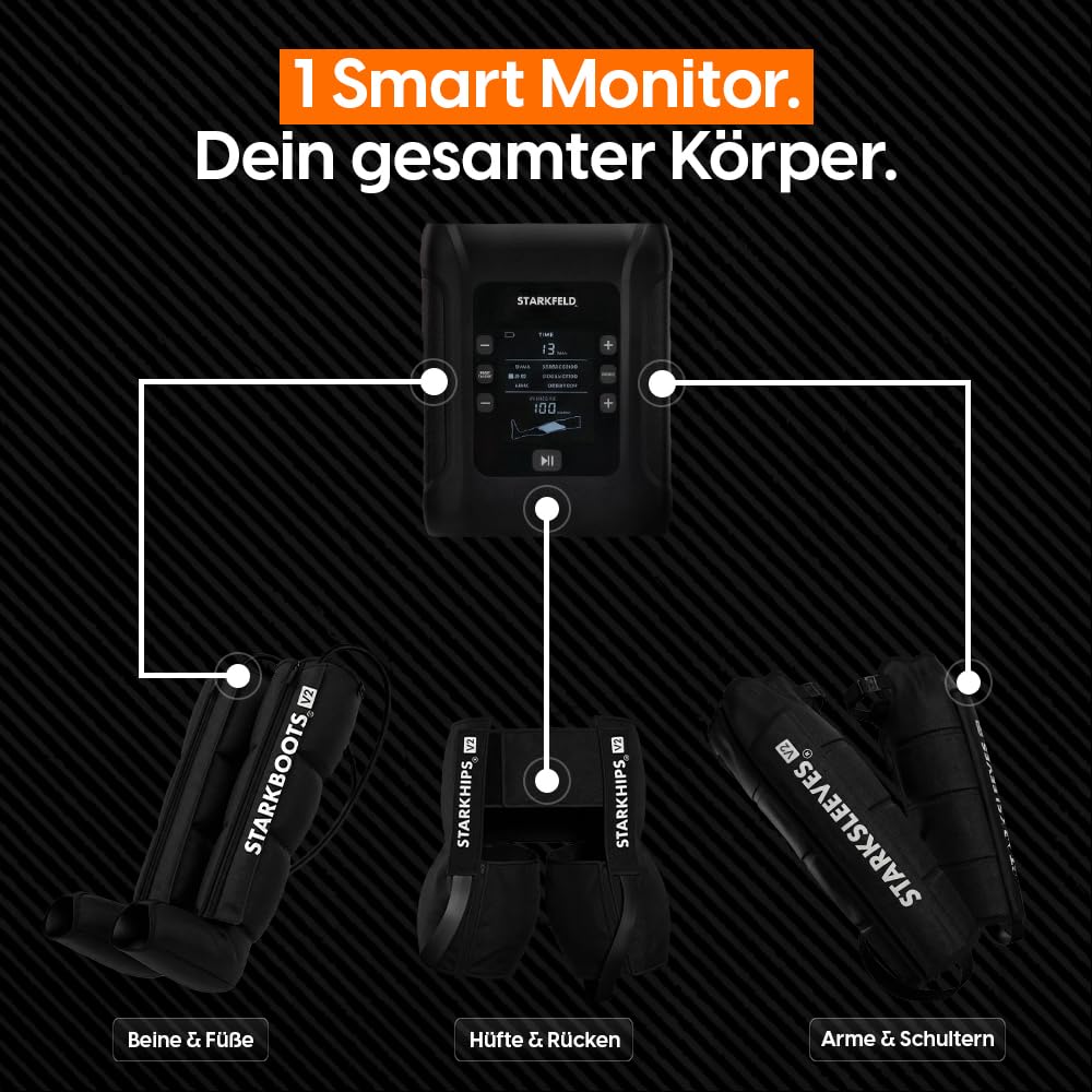 STARKBOOTS® V2 Ultimate Recovery Kit Kompressionssystem BOOTS SLEEVES HIPS Ledertragetasche 4h Akku Größe M