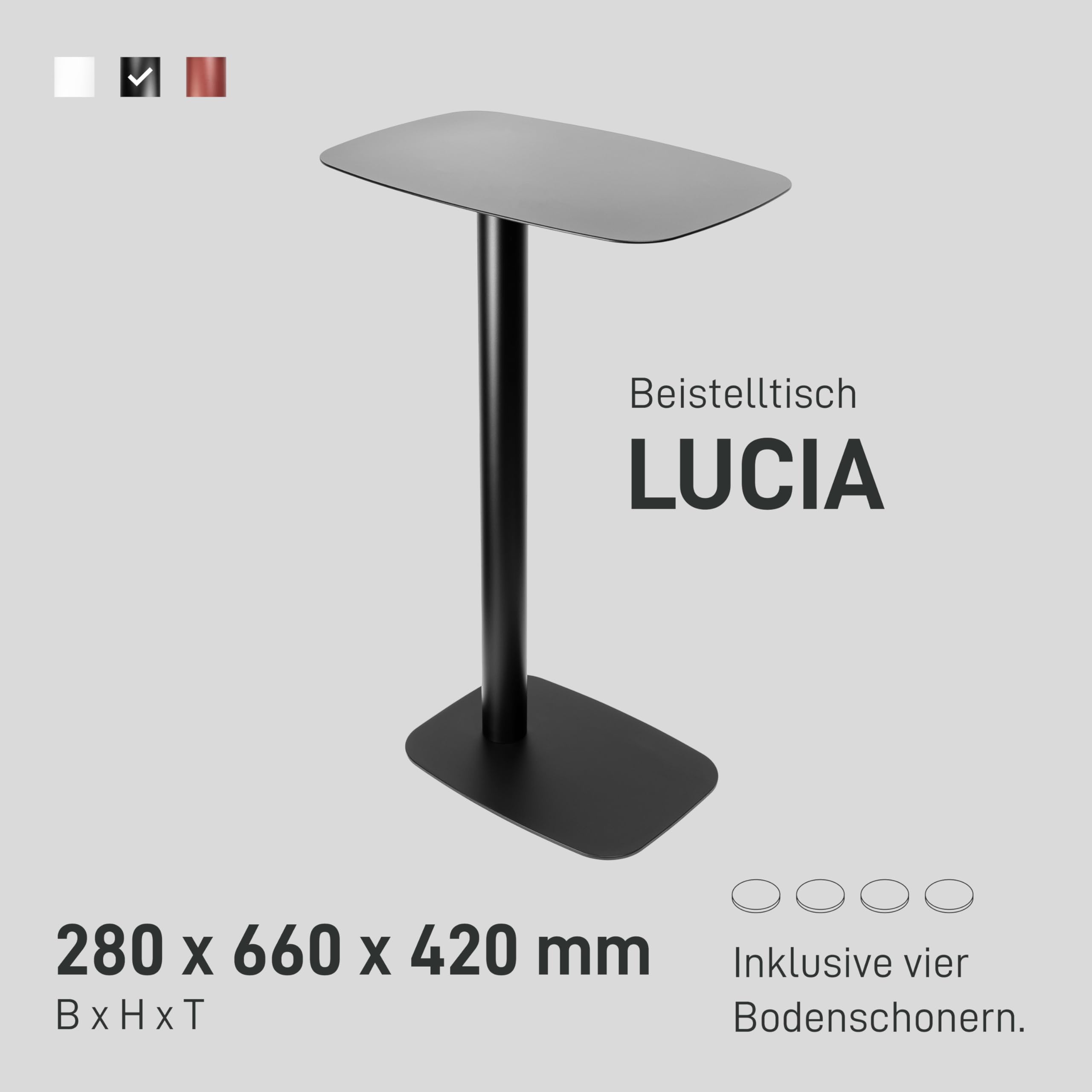 Natural Goods Berlin 1x Beistelltisch Lucia - Laptop Beistelltisch Metall Schwarz - Laptoptisch Für Couch - Laptop Couchtisch Klein - Sofatisch C-Form - Kaffeetisch Zum Unterschieben - Side Table