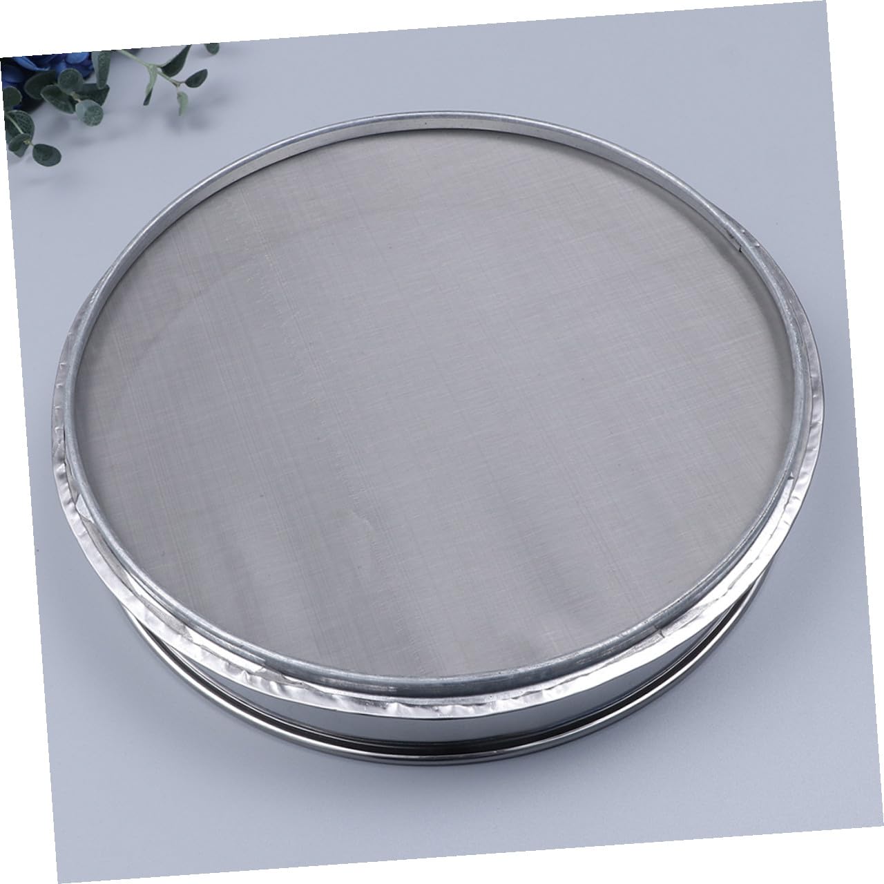 POPETPOP Tamis Ménager en Acier Inoxydable Argenté 35 Cm, Tamis à Mailles Fines Léger et Résistant Cuisine et Jardinage, pour Tamisage Précis