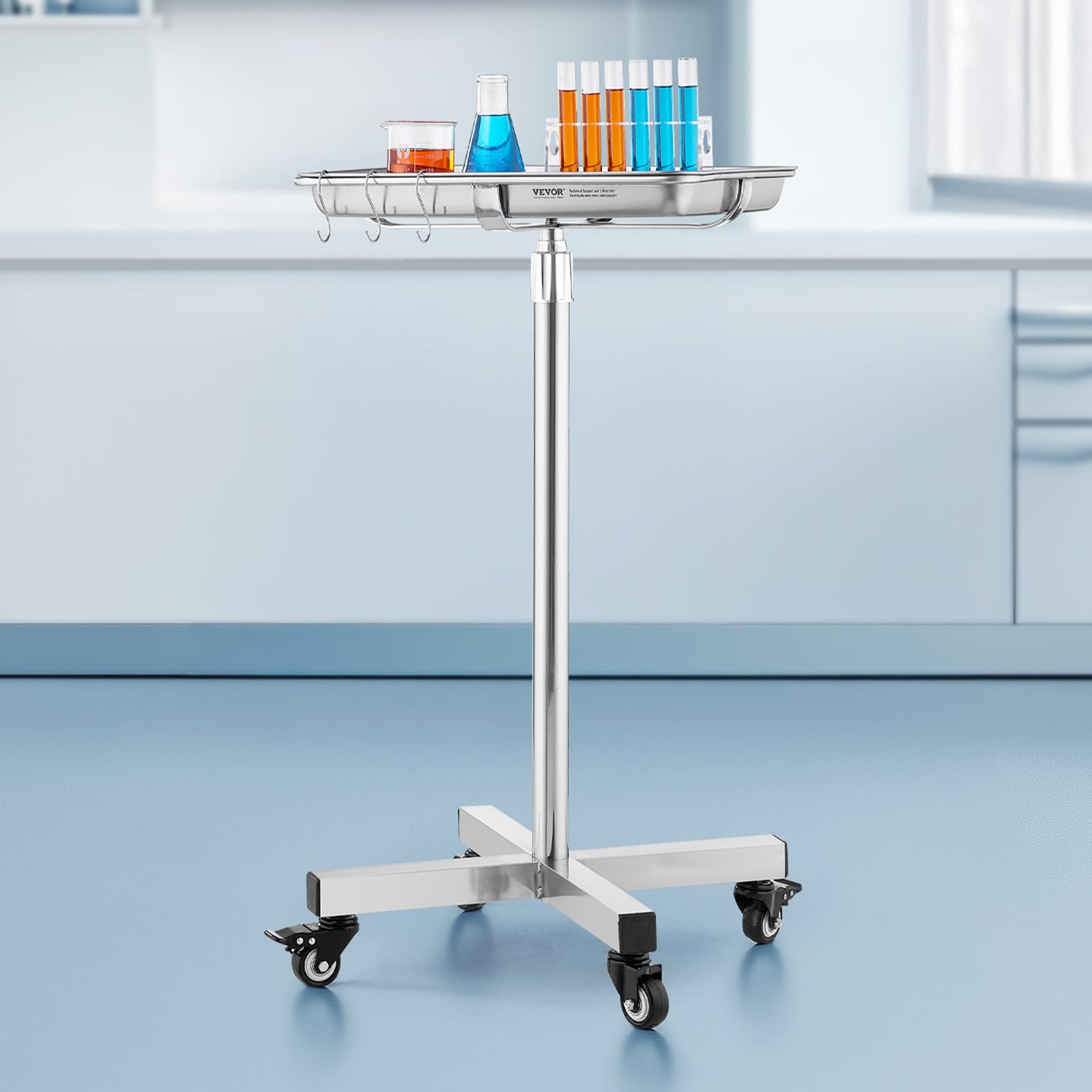 VEVOR Laborwagen Gerätewagen Medizintechnik Servierwagen 811–1396 mm Einstellbar, mit Schubladen 16,5 kg Tragfähigkeit, 325 x 265 mm Labor Rollwagen Medical Trolley Friseursalons, Zahnkliniken usw.