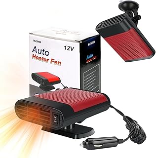 Ertisa Calentador de Coche, 12V 150W Calefacción Rápida Desempañador de Parabrisas con Ventosa y Base de 360 Grados, 2 en 1 Calefacción/Enfriamiento Desempañador Ventilador Auto Calentador
