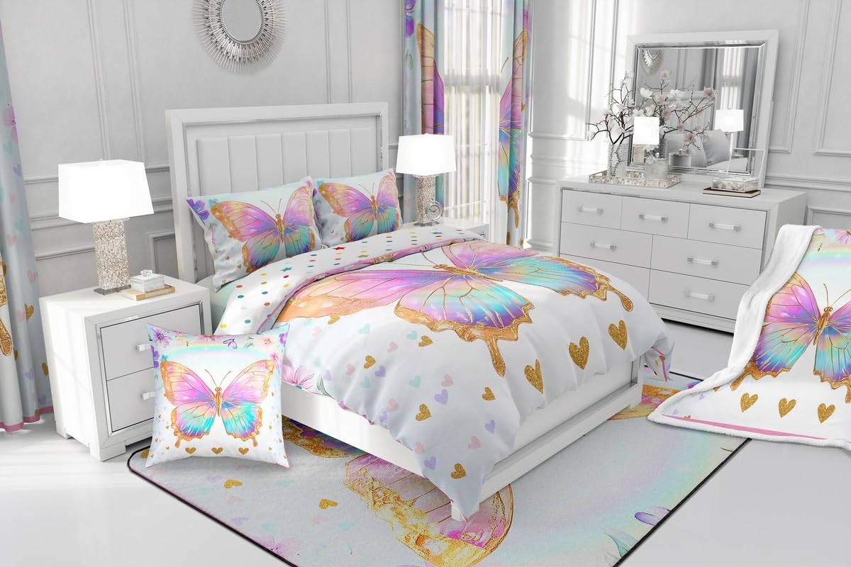 Erosebridal Music Book & Butterfly Cat Duvet Cover Set For Kids - Toddler Twin Full Queen King Bedding