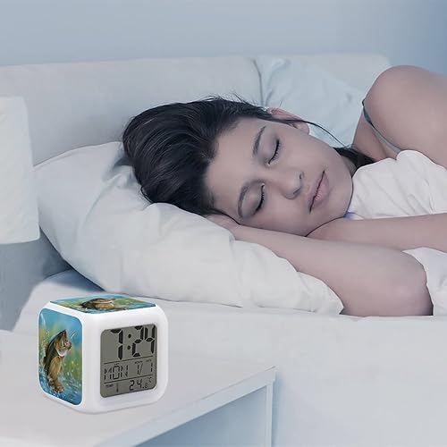 Miniatura 4 de Reloj despertador de pesca con graves reloj digital duradero multifunción LED para dormitorio, oficina en casa