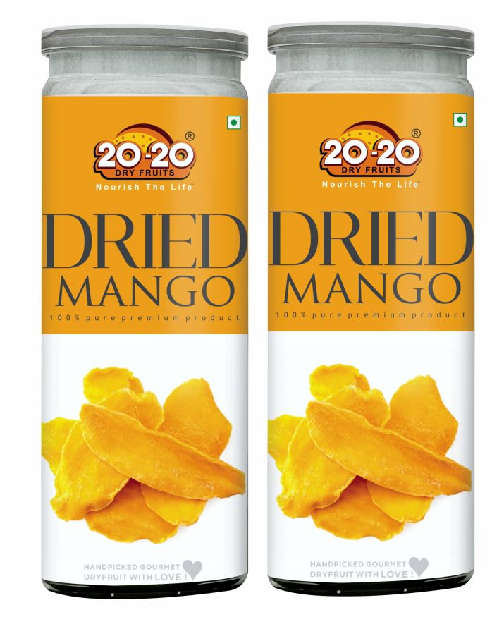 Image of 20-20 Dry Fruits Dried Mango Jar 400g (200g*2)| Dehydrated Fruit | Rich in Vitamins A & C | Supports Immune Health & Digestive Wellness | Vegan | No Preservatives| No Added Sugar (Pack of 2)