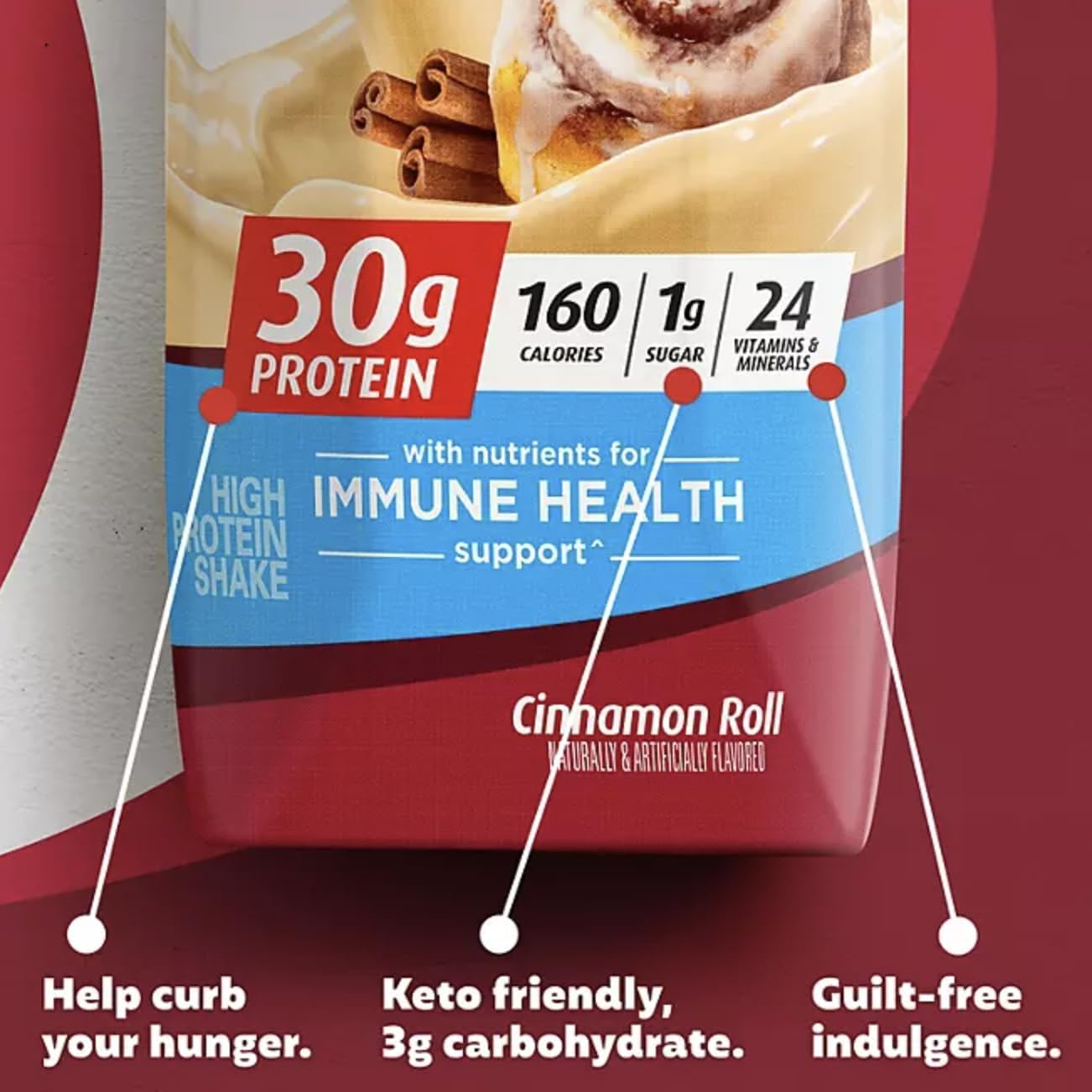 Premier Protein Shake, 30g Protein, 1g Sugar,24 Vitamins&Minerals Nutrients to Support Immune Health, Cinnamon Roll, 11 Fl Oz Pack of 15