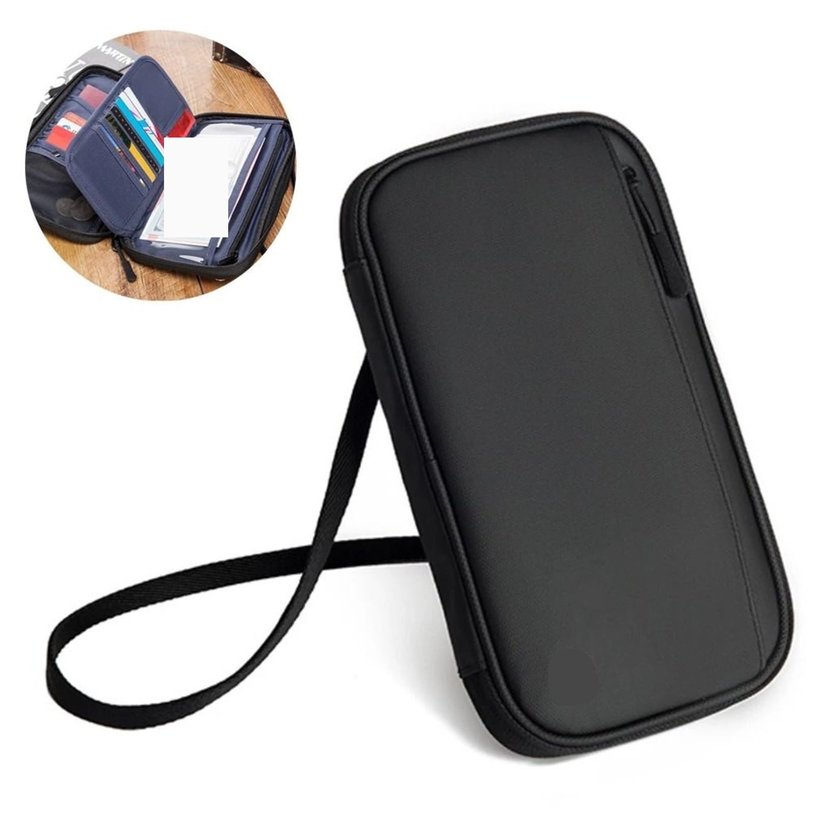 Cartera de viaje, porta pasaporte familiar, estuche impermeable creativo for documentos, organizador, accesorios, bolsa for, tarjetero Para Documentos(Blue)