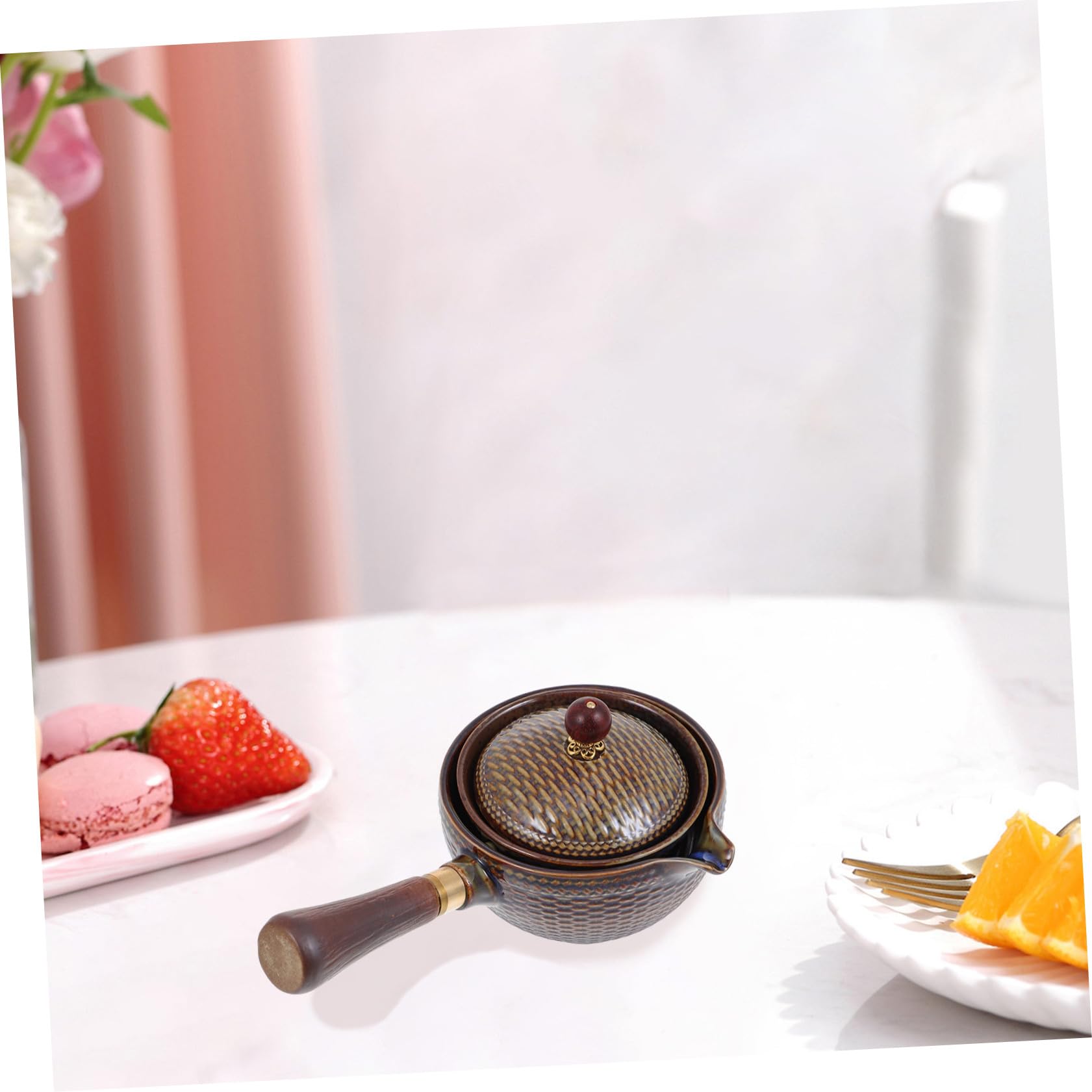 Homoyoyo Tetera y Efecto Filtrante Resistente al Calor Marrón de Cerámica Filtro para Preparar Infusiones y Té Kung Fu en Casa