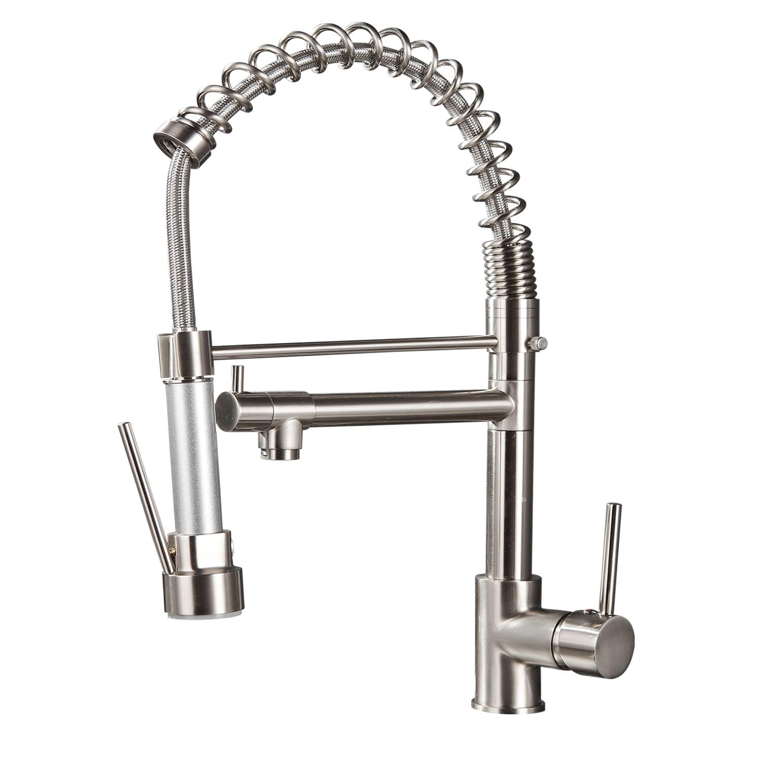 COSZWQDP Upgrade Your Kitchen with a Pull-Down Faucet 360° Swivel Spout Easy to Use Brushed Nickel