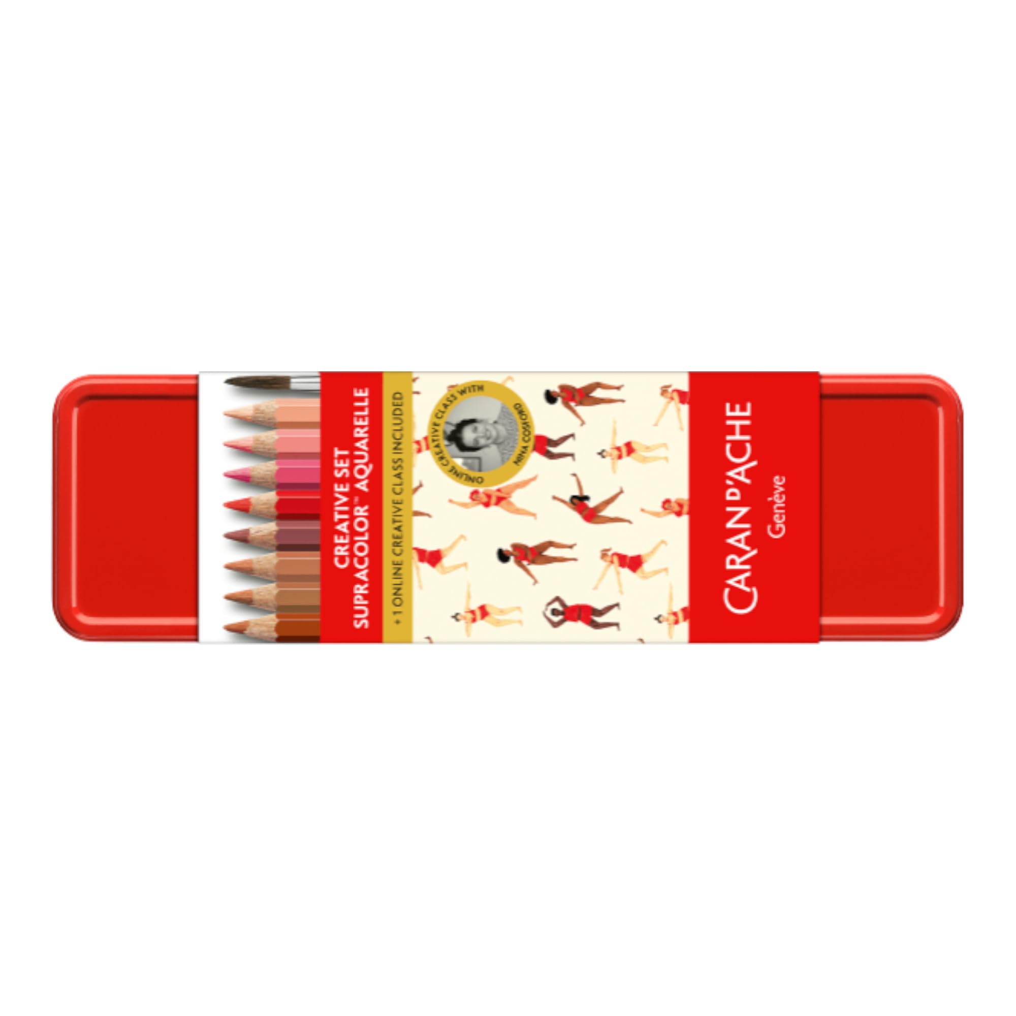 CARAN D'ACHE Nina Cosford Lot de 13 crayons de couleur et accessoires avec cours en ligne, édition spéciale, fabriqué en Suisse