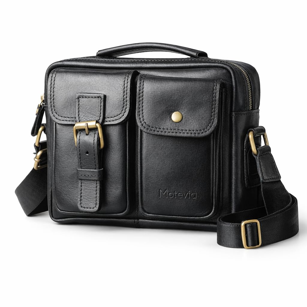 Motevia Men's Cross Body Bag 100% Genuine Leather Crossbody Bag