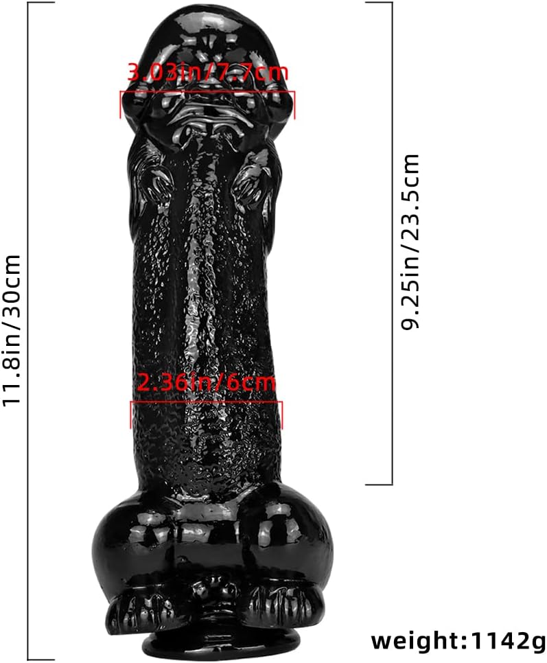 11.81inch Realistic Huge Dildo Thick Dildo Lifelike Dildo with Suction Cup Penis Cock G-Spot Anal Dildo Long Dildo Adult Sex Toy for Women Sex Pleasure Forearm Dildo(Black)
