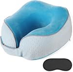 Neck Pillow for Traveling Airplane Breathable Travel Neck Pillow for Airplane 100% U Shape Memory Foam Portable Travel Pillow for Car Home Office Traveling Flight Headrest Sleep Navy Blue