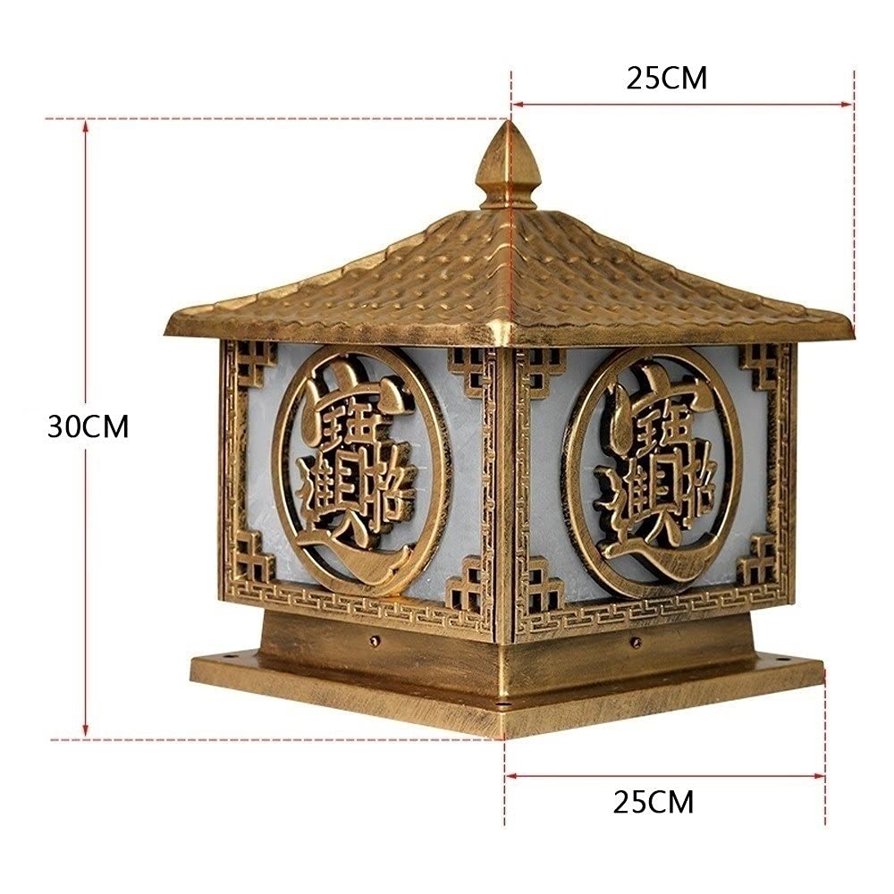 IP65 Wodoodporna latarnia z brązu Chińskie oświetlenie krajobrazu Lampa kolumnowa w stylu chińskim Odlewana ciśnieniowo aluminiowa latarnia ogrodowa Zewnętrzne lampy na cokole na trawnik patio
