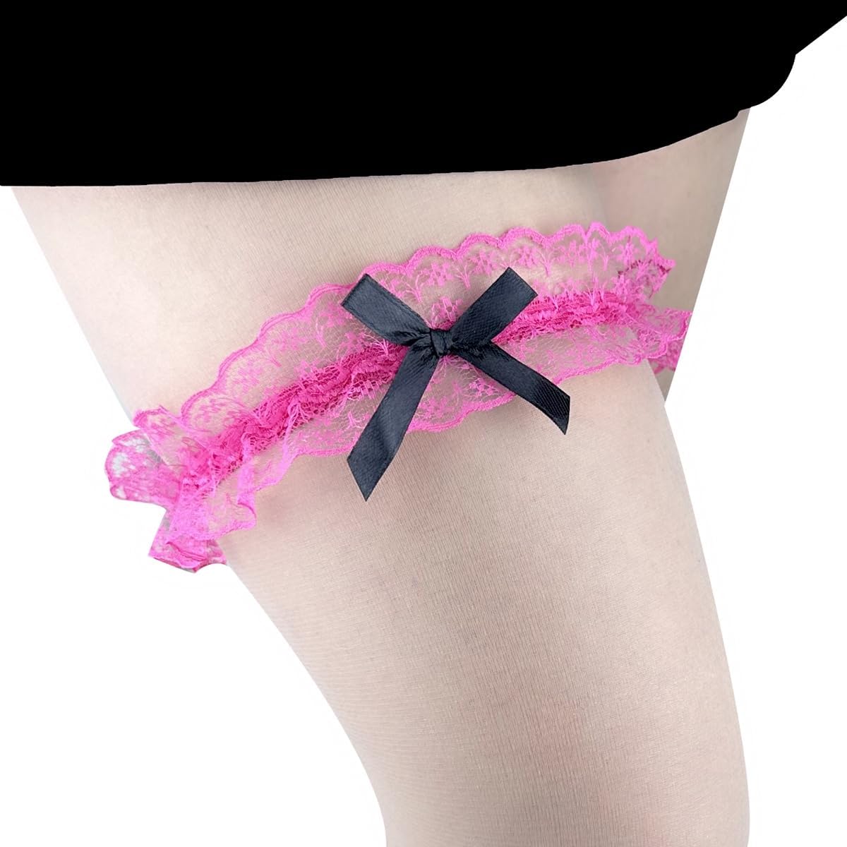 YunPeng Lace Wedding Garters for Bride with Satin Bowknot Stretch Bridal Thigh Ring Accessories