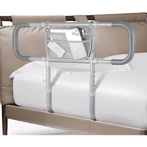 Siebenschläfer Bed Rails for Elderly Adults Safety, Extended Bed Assist Rail for Seniors - Adjustable Side Bed Guard Rails Handle Support Bar with Storage Bag, Fit King Queen Full Twin Beds