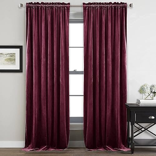 Miniatura 1 de StangH Cortinas de terciopelo de 96 pulgadas de largo, cortinas de lujo burdeos con tela de terciopelo supersuave, paneles de cortina de privacidad