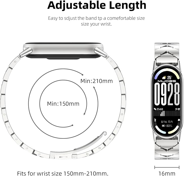 Correa MIJOBS para Xiaomi Mi Band 10/9/8 Acero Inoxidable miniatura 8
