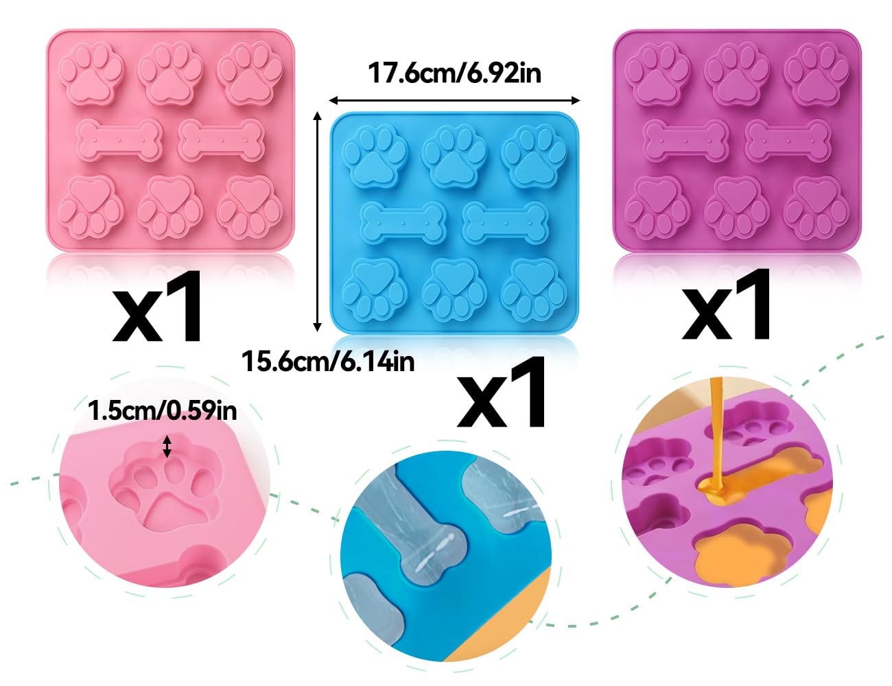 2er Set Silikonformen – Hundepfoten & Knochen – Backmatte Für Hundekekse, Schokolade, Eis & Süßigkeiten
