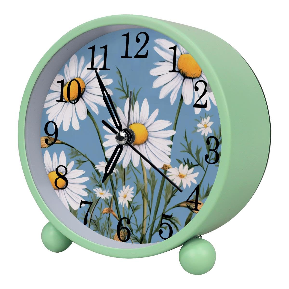 Luoweisi Alarm Clock Daisy Flower, Silent Non-Ticking with Night Light