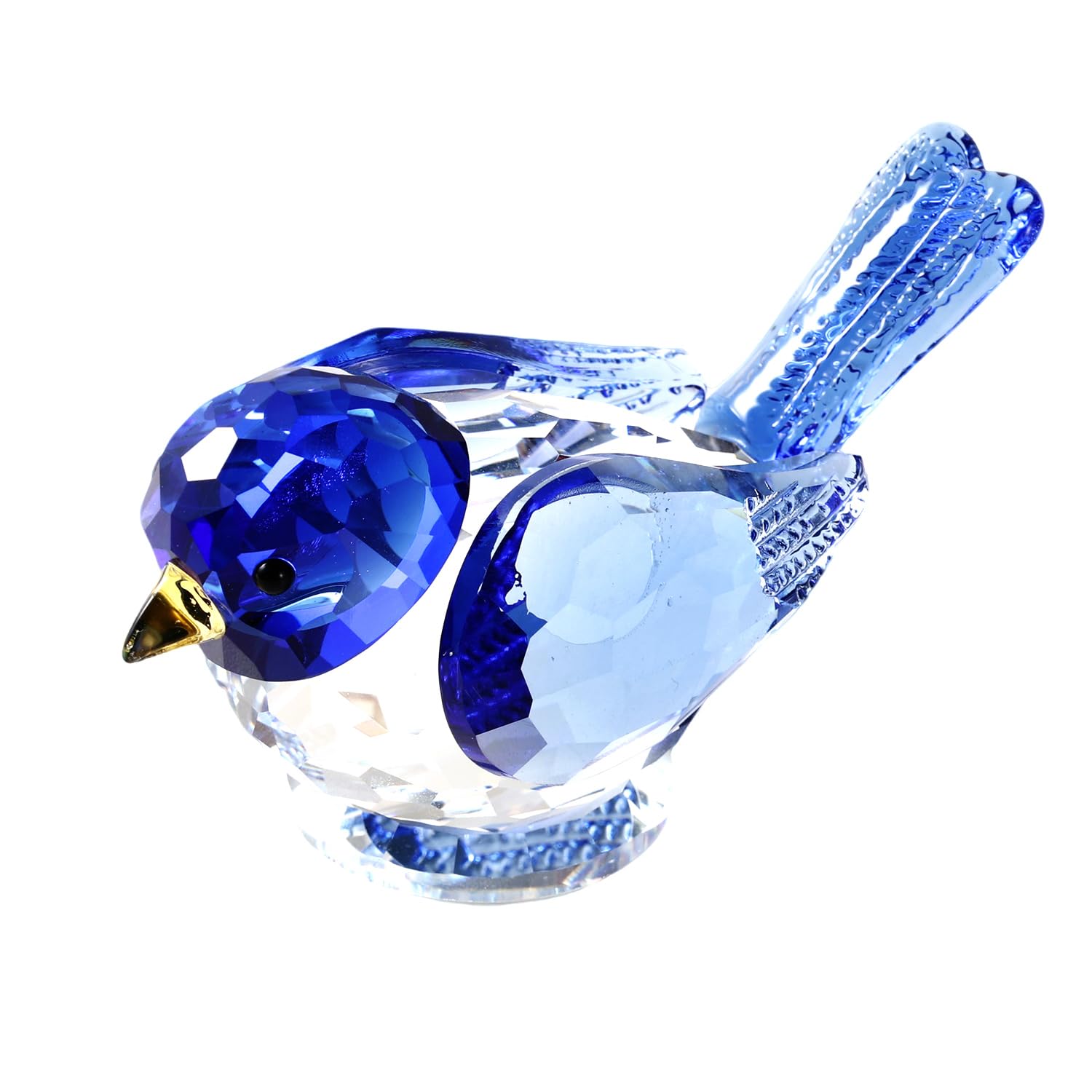 Figura de pájaro de cristal, escultura decorativa de cristal, decoración coleccionable para el hogar (azul)