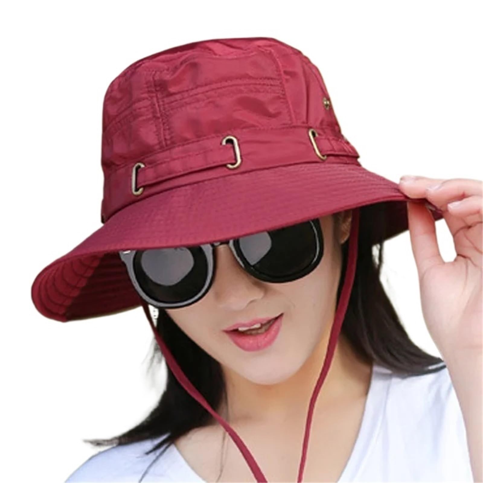 Fjoadnvm Women's Burgundy Summer Sun Hat Hat Wide Brim Bucket Waterproof Foldable Breathable Fisherman Hat For Men Sports Hiking(Burgundy)