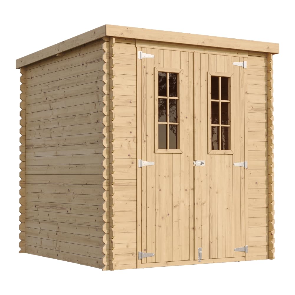 TIMBELA M309C Casetta da Giardino in Legno per Esterni - A200x204x204cm/​3.53 m2 - Piccola Casetta in Legno, Rimessa Attrezzi, Deposito Bici