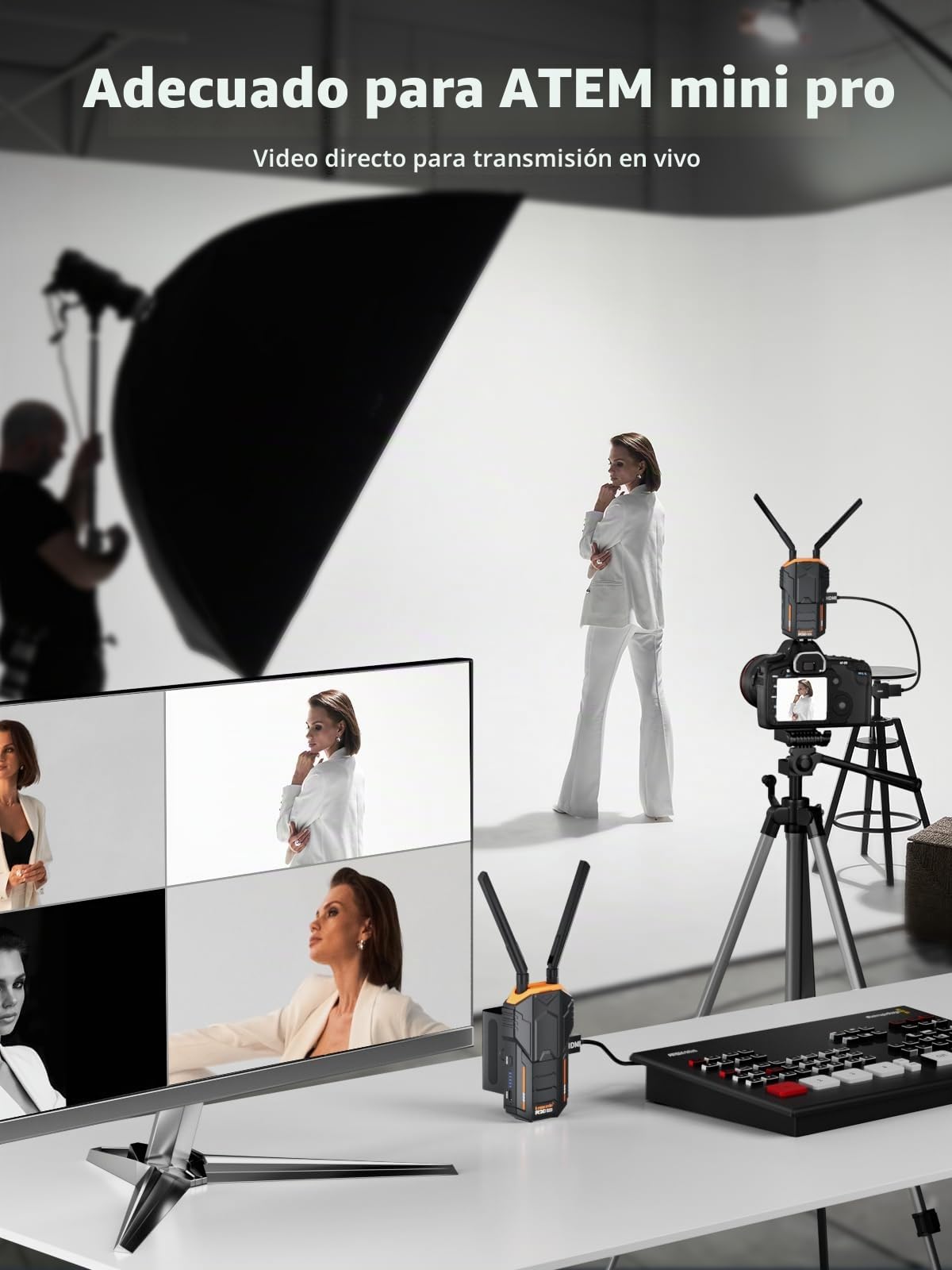 Conjunto de Transmisión de Video Inalámbrico 200M, Lemorele 5G 1080P Transmisor y Receptor de Video Inalámbrico HDMI con Bucle HDMI e IR para DSLR, Cine y Fotografía, Batería de 2 * 4400 mAh Incluida