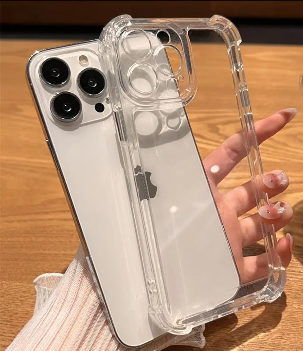 Shockproof Four Corner Anti-Fall Clear Phone Case for iPhone 15 Pro Max, Transparent Acrylic Hard Cover, Space Shell