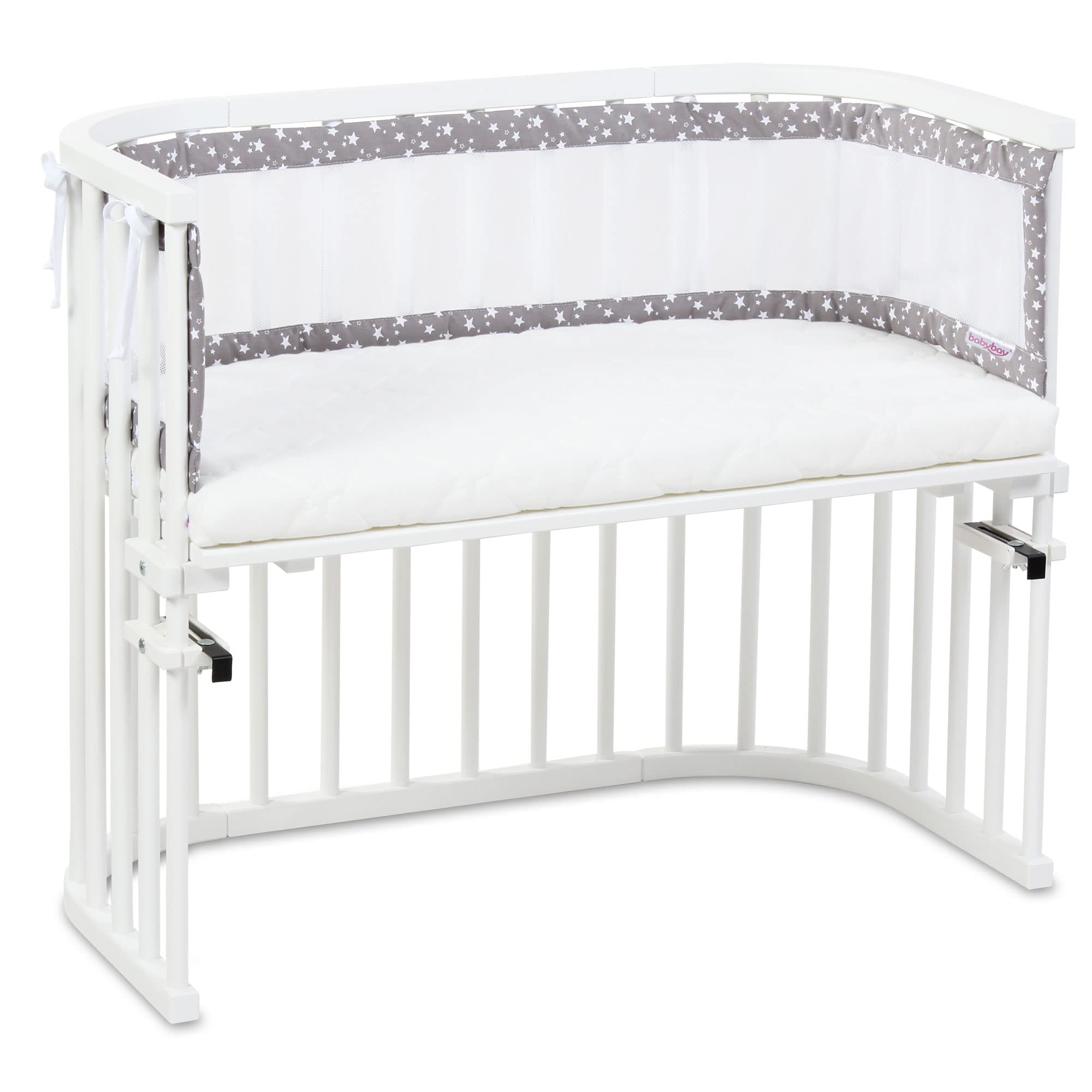 babybay Tour de Lit en Maille-Piqué Convient pour Modèle Original Taupe avec Étoiles Blanc 1 Unité