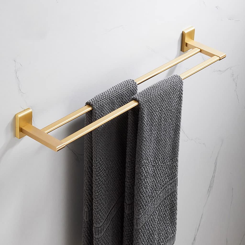 Tyuhduyur Double Rod Towel Rack, Towel Rail For Bathroom, Copper Bath Hand Towel Holder, Towel Rack Bathroom, Brushed Finish Shelf Storage Rack Towel Bar/Towel Rack/A ( A)