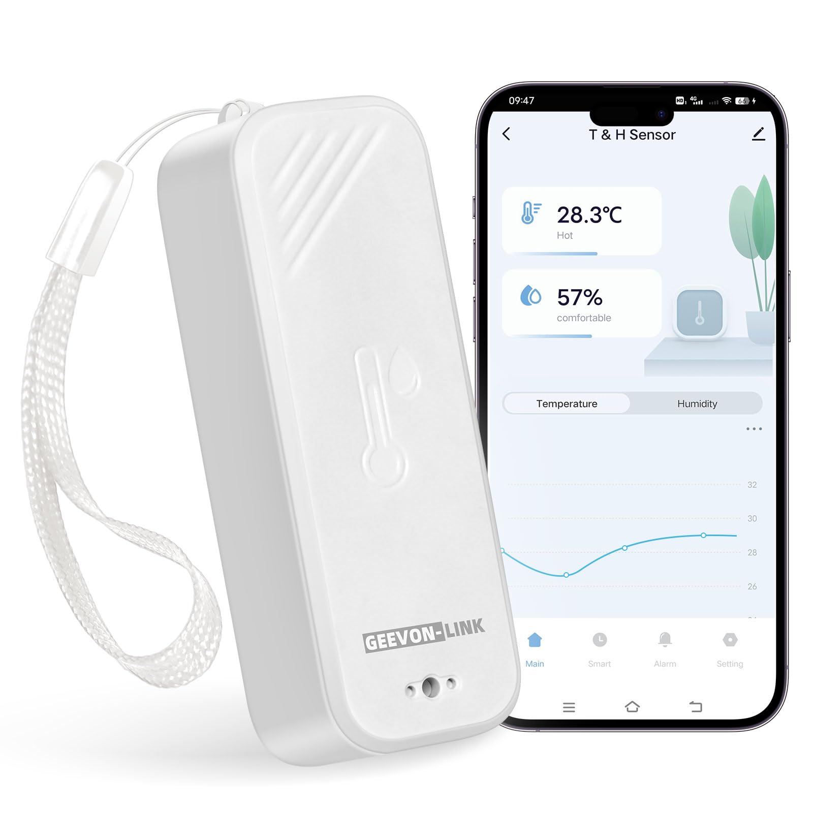 WiFi Thermometer Hygrometer, Smart Humidity Temperature Sensor with App Notification Alert, Free Data Storage Export, Wireless Remote Monitor for Room Greenhouse Incubator Wine Cellar