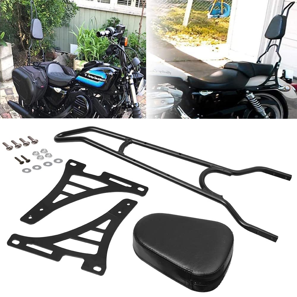 Respaldo Trasero Negro for Motocicleta for Sissy Bar con Almohadilla de cojín for Harley Sportster XL 883 1200 2004-2020 2019 2018