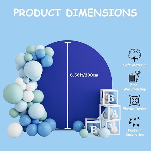Miniatura 9 de HELAKU Cubierta de fondo redonda de 7.2 x 7.2 pies, telón de fondo circular azul real con 2 clips de fondo, fondo redondo de fotografía para fiesta
