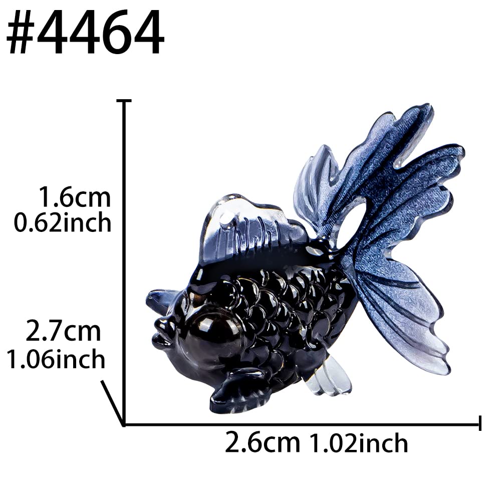 FUNSHOWCASE Bubble-Eye Goldfish Miniatures Decor 1:12 1inch Epoxy Art UV Resin Inlay Black Figurine #4464