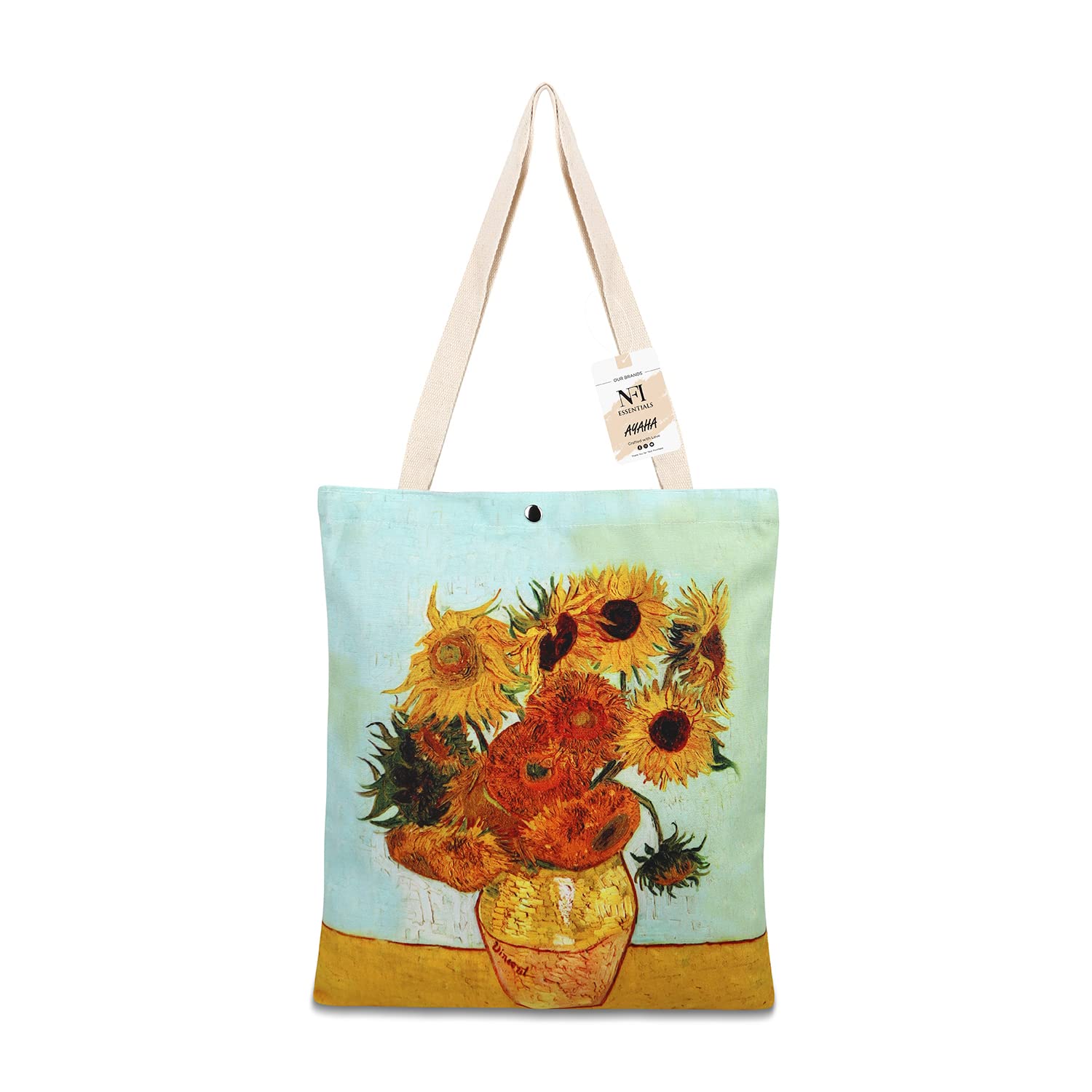 NFI essentials Canvas Printed Tote Bag for Women with Tich Button, Casual Handbag Shopping, Tote Grocery Portable Bag Eco-friendly Hobo Bag, Travel, Work, Beach, Office, College (SB-19-D1) (B0C5T7M8YN) Amazon Price History, Amazon Price Tracker