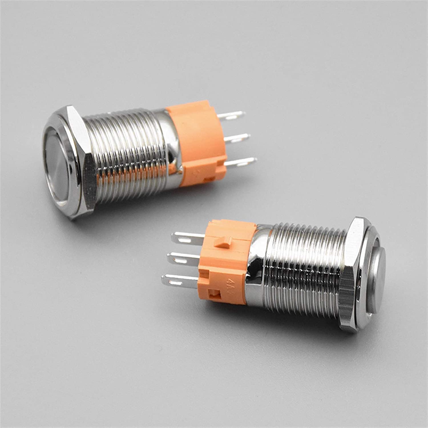 Bouton poussoir en métal à tête plate auto-verrouillable/réinitialisation IP67 1NO 1NC 16 mm 19 mm 22 mm 3 broches