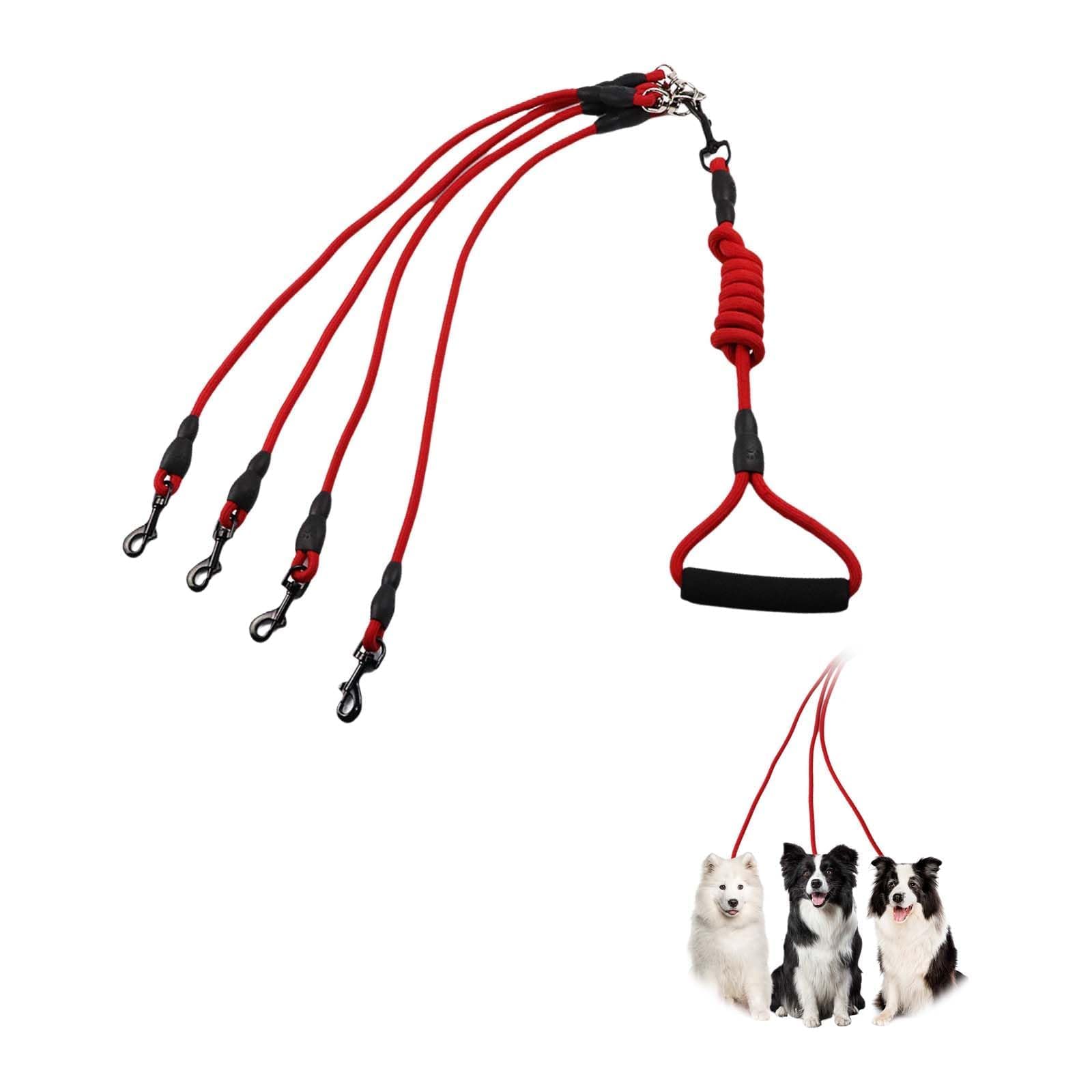 Nylon Guinzaglio Cani,4 in 1 Cane Guinzaglio,Guinzaglio multifunzione,Guinzaglio per Cani regolabile,Multi Guinzaglio per Animali Domestici, per passeggiate ed escursioni con animali domestici（rojo）