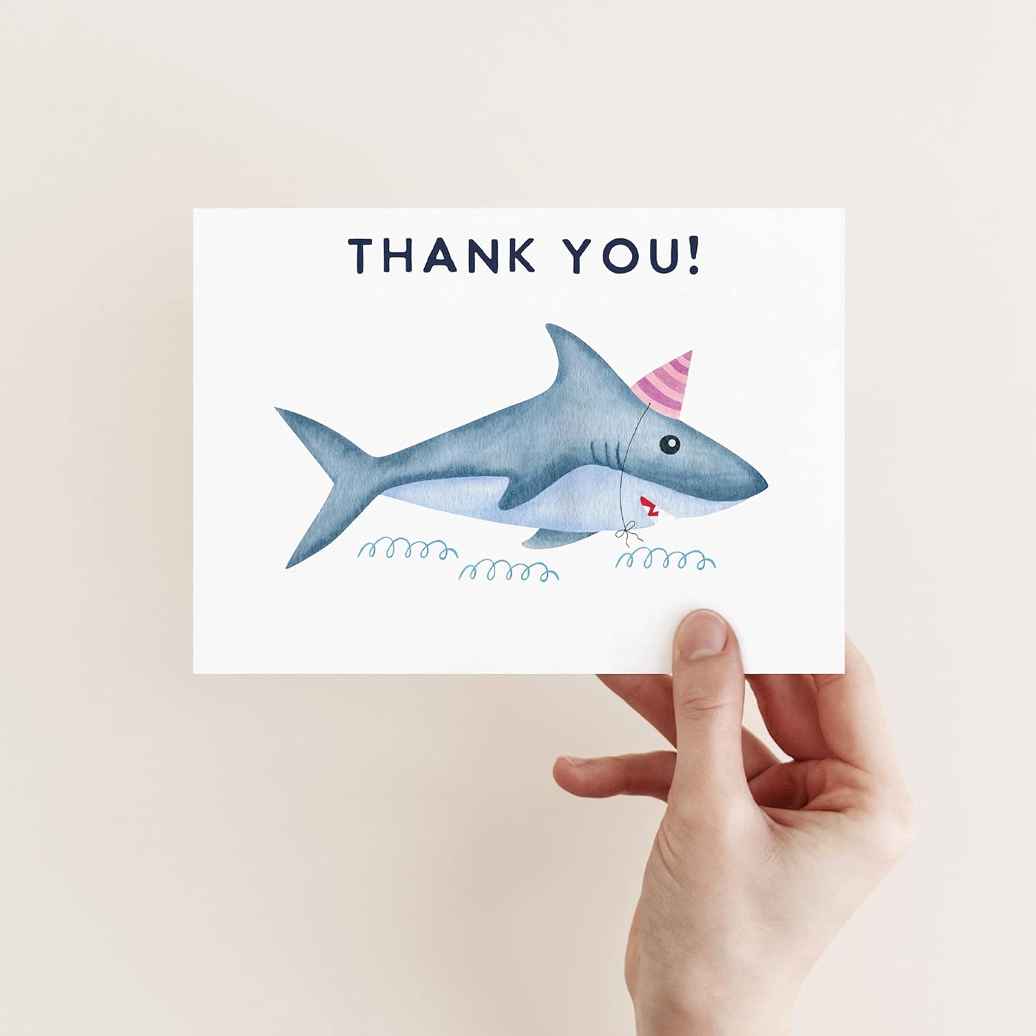 Animal Thank You Cards - 24 Assorted Blank Cards with White Envelopes - Birthday Thank You Just Because (Shark Birthday)