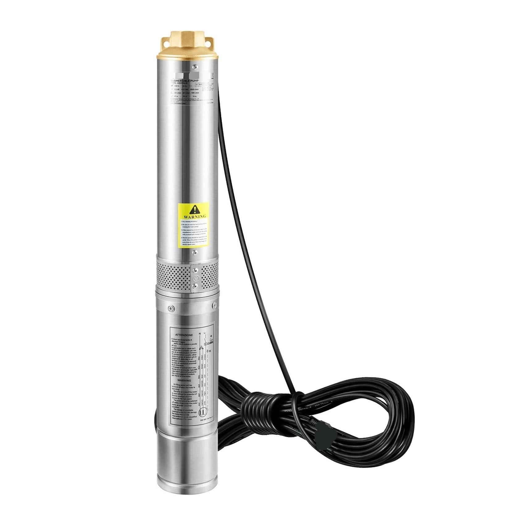 Gdbagkdqk 750W 100L Per Min Deep Well Submersible Pump Stainless Steel Water Powerful Water Flow(750W 100L Per Min)