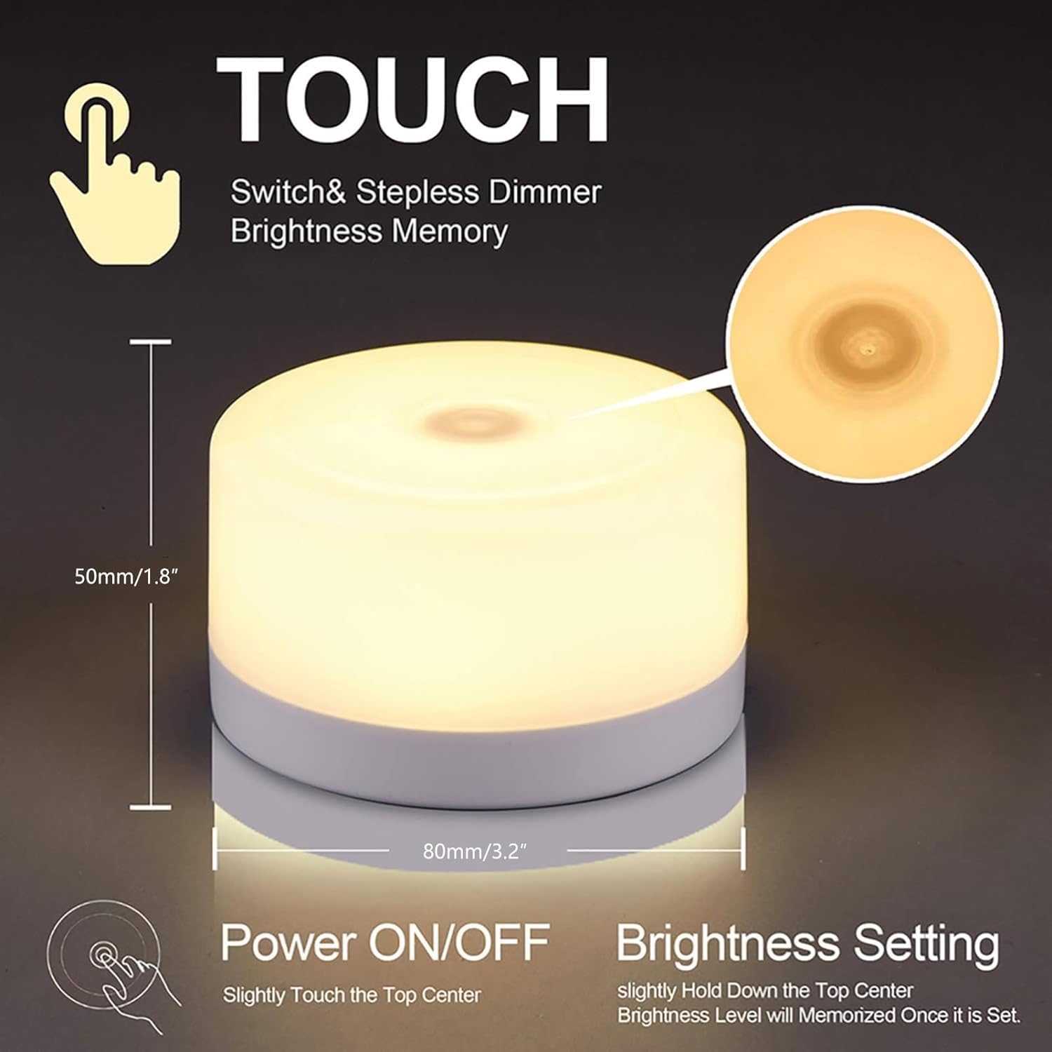 S SELDORAUK Baby Night Light,Dimmable Touch USB Rechargable Kids Lamp with Memory Sleep Aid, for Newborn Breastfeeding - Image 2