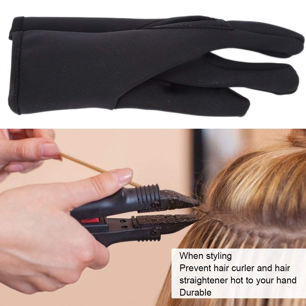 Gant de coiffure, de protection à 3 doigts, de coiffure, de coiffure, isolants pour le salon à la maison (noir)