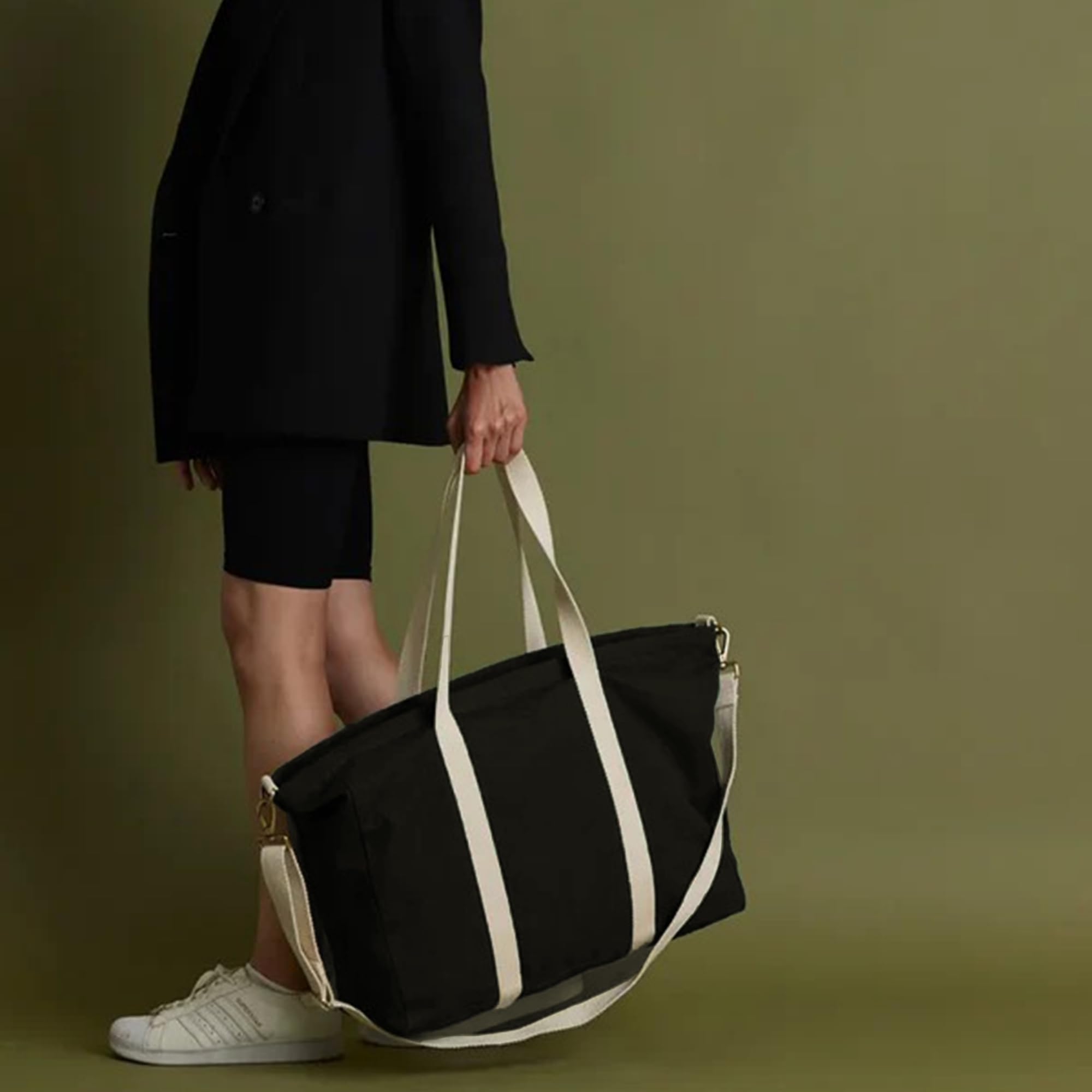 DOG D Originals Sun J Large Tote Bag β Stylish, Spacious & Eco-Friendly Canvas Shoulder Bag for Daily Use (Black)