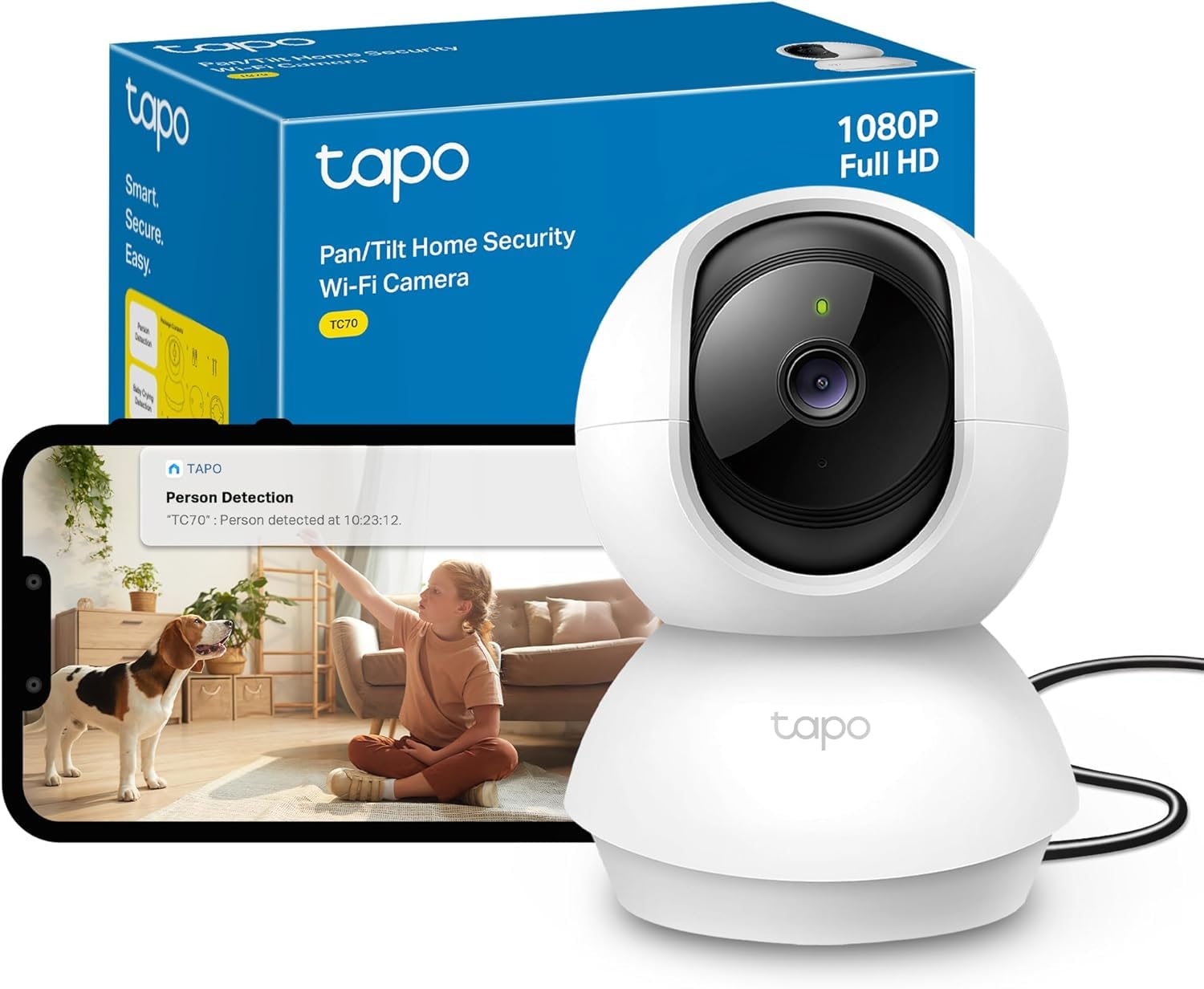 Tapo TC70 Pan/Tilt Indoor Camera House Security Camera Dog...