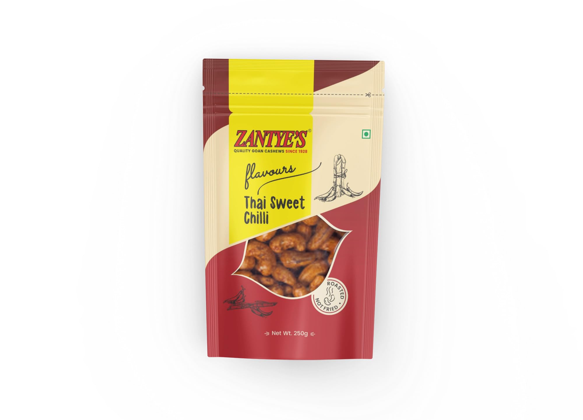 Zantye's Thai Sweet Chilly Cashews | 250g GI Certified Goan Kaju | Flavoured Cashew Nuts | Handpicked W-Grade | Bold Sweet & Spicy Snack | Authentic Dry Fruit from Goa Since 1928-image-17