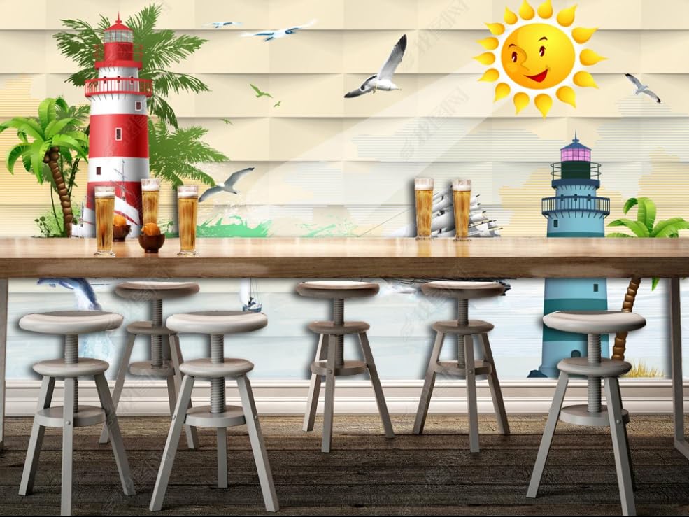 Papier peint intissé phare de la Méditerranée poster géant mural salon 350x256 cm