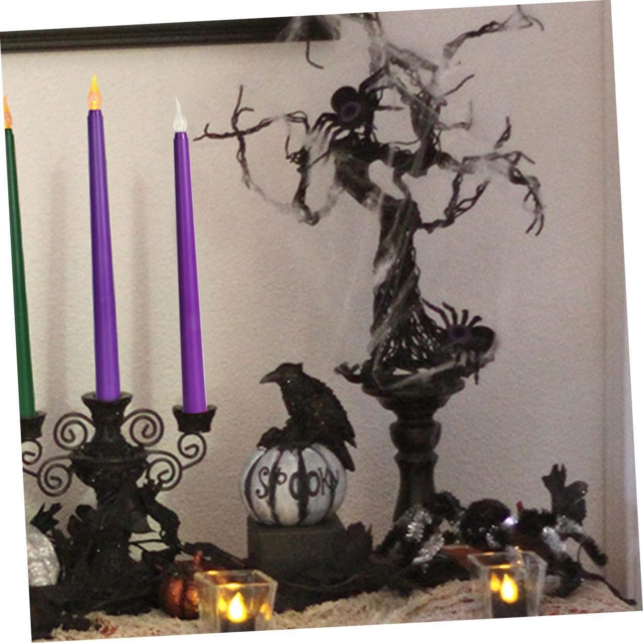 Candele LED senza Fiamma Coniche Viola 12 Pezzi, Effetto Realistico